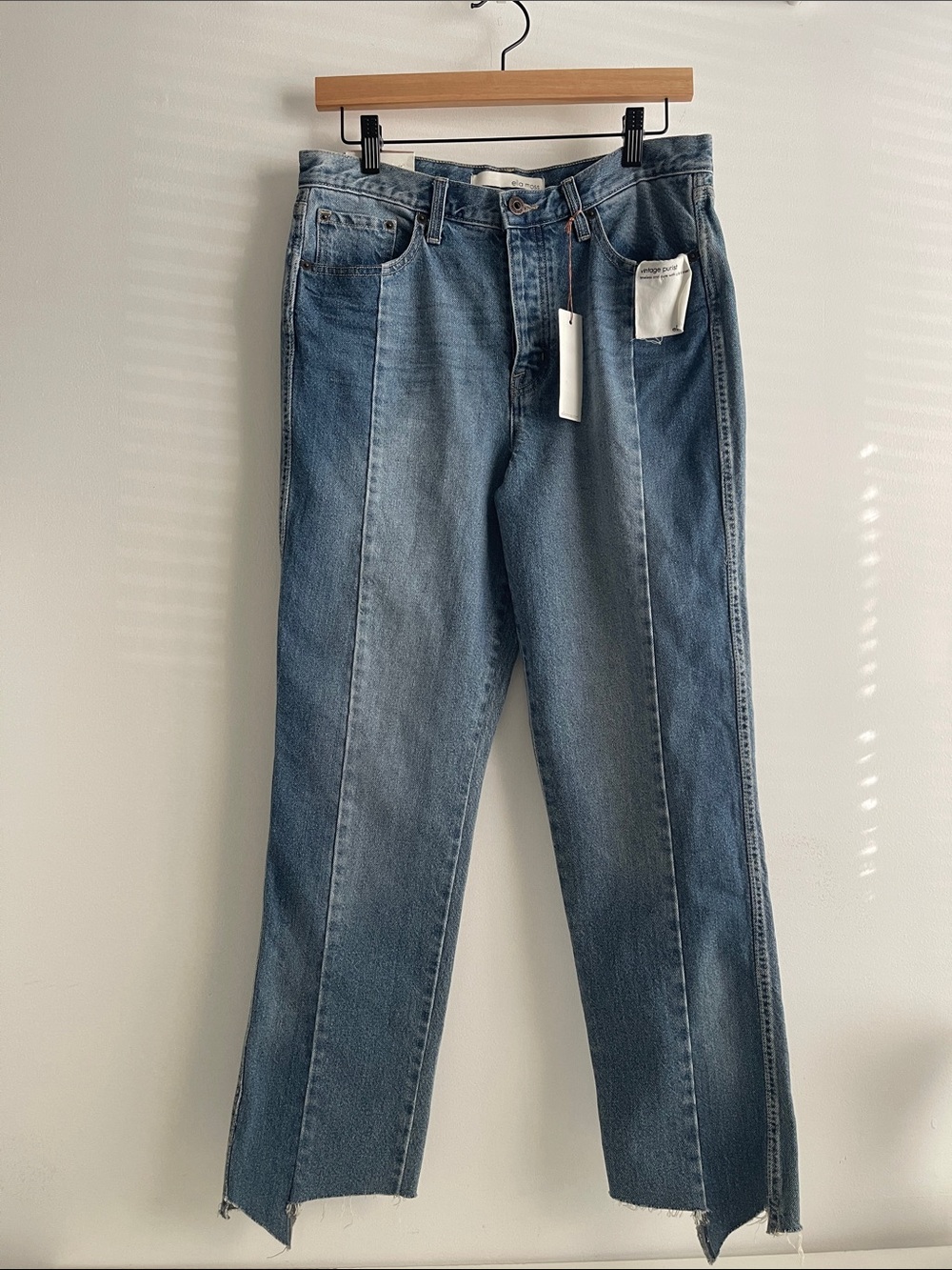 Ella Moss High Waist Straight Ankle Size 28 Vintage Purist Jagged Hem 90s Edgy
